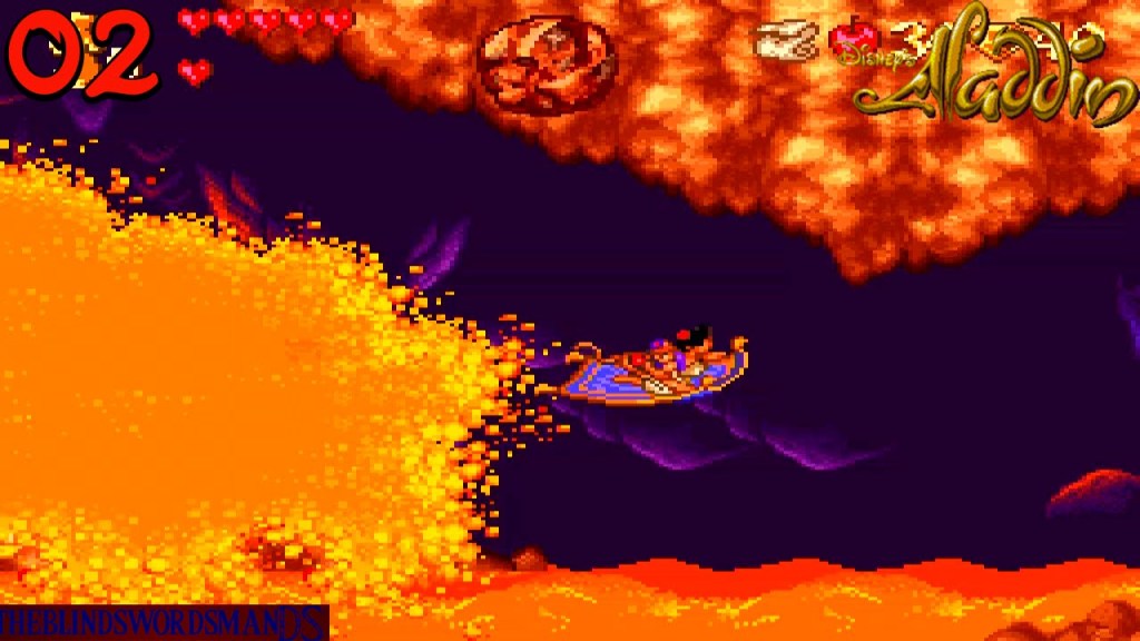 flying carpet volcano fire in Aladdin 